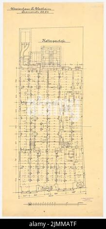 Messel Alfred (1853-1909), Wertheim, Oranienstraße, Berlin. Erweiterung (1900), Grundrissplan UG, Tinte auf Transparent, TU UB Plan Collection Inv. Nr. 12489 Stockfoto