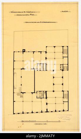 Messel Alfred (1853-1909), Wertheim, Oranienstraße, Berlin. Erweiterung (1900), Grundriß, 1: 250, Tusche auf Transparent, TU UB Plan Collection Inv. Nr. 12495 Stockfoto