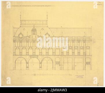 Messel Alfred (1853-1909), Wertheim, Oranienstraße, Berlin. Erweiterung (1900), Straßenansicht, 1: 100, Bleistift auf Transparent, TU UB Plan Collection Inv. Nr. 12497 Stockfoto