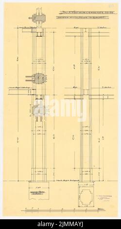 Messel Alfred (1853-1909), Wertheim, Oranienstraße, Berlin. Expansion (1900), Glashof Mittelpfeiler, Tusche auf Transparent, TU UB Plan Collection Inv. Nr. 12509 Stockfoto