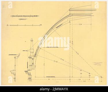 Messel Alfred (1853-1909), Wertheim, Oranienstraße, Berlin. Erweiterung (1900), Dachform, 1:25, Tinte auf Transparent, TU UB Plan Collection Inv. Nr. 12507 Stockfoto