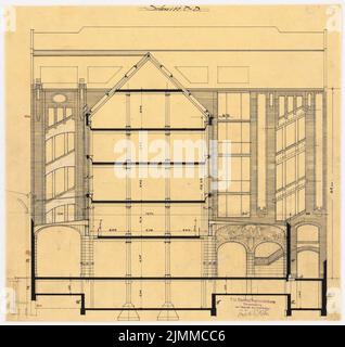 Messel Alfred (1853-1909), Wertheim, Berlin. (?) (Ohne DAT.), Querschnitt, Tinte, Bleistift auf Transparent, TU UB Plan Collection Inv. Nr. 12825 Stockfoto