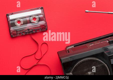 Kassettenradio von oben Stockfoto