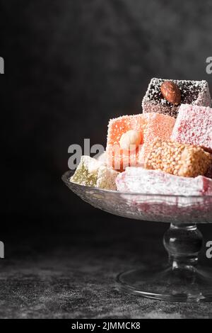 Nahaufnahme verschiedene Sortimente türkischen Delight Stockfoto