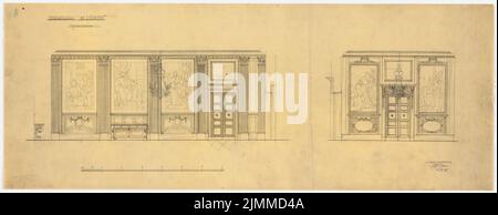 Messel Alfred (1853-1909), Wohnhaus Dr. E. Simon, Berlin (1902-1902), Wandansichten Esszimmer, Bleistift auf Transparent, Sammlung TU UB Plan Inv. Nr. 13035 Stockfoto