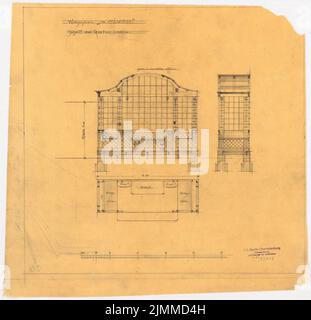 Messel Alfred (1853-1909), Wohnhaus Dr. E. Simon, Berlin (1902-1902), Ausschnitte des Pavillons, Bleistift auf Transparent, Sammlung TU UB Plan Inv. Nr. 13048 Stockfoto