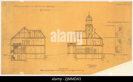 Messel Alfred (1853-1909), Gutshaus Mendelsohn-Bartholdy in Börnicke bei Bernau. Umrechnung (1904-1904), Querschnitte 1: 100, Bleistift auf Transparent, TU UB Plan Collection Inv. Nr. 13094 Stockfoto