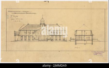 Messel Alfred (1853-1909), Gutshaus Mendelsohn-Bartholdy in Börnicke bei Bernau. Konvertierung (1904-1904), Umriss, Querschnitt, Bleistift auf Transparent, TU UB Plan Collection Inv. Nr. 13092 Stockfoto