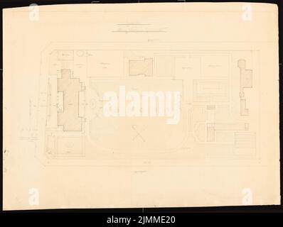 Messel Alfred (1853-1909), Wohnhaus Franz Wertheim, Berlin-Grunewald (1908), Grundriß, Bleistift, Buntstift auf Karton, Sammlung TU UB Plan Inv. Nr. 13262 Stockfoto