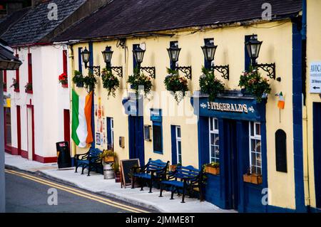 Drehort für die BBC-Serie Ballykissangel, Fitzgerald's Pub in Avoca, Irland. Stockfoto