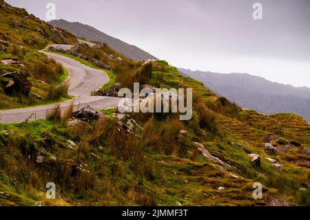 GAP of Dunloe Mountain Pass am Ring of Beara im County Kerry, Irland. Stockfoto