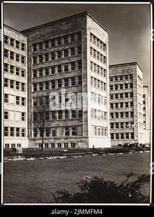 Poelzig Hans (1869-1936), I.G.-Farben in Frankfurt/Main. Verwaltungsgebäude (1928-1928): Blick nach Südwesten. Foto auf Papier, 23,6 x 17,6 cm (einschließlich Scankanten) Stockfoto