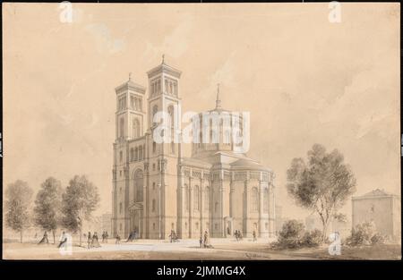 Adler Friedrich (1827-1908), Thomas-Kirche in Berlin-Kreuzberg (1865): Perspektivansicht. Weiße Tinte auf der Verpackung, 27,6 x 42,3 cm (einschließlich Scankanten) Stockfoto