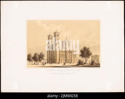 Adler Friedrich (1827-1908), Thomas-Kirche in Berlin-Kreuzberg (1865): Perspektivansicht. Lithographie auf Karton, 53 x 71,2 cm (inklusive Scankanten) Stockfoto