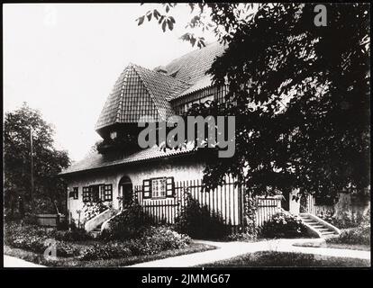 Poelzig Hans (1869-1936), Kunst- und Handelsausstellung 1904 in Breslau. Einfamilienhaus (1904): Blick auf die Gartenseite. Foto auf Papier, 13,1 x 18 cm (einschließlich Scankanten) Stockfoto