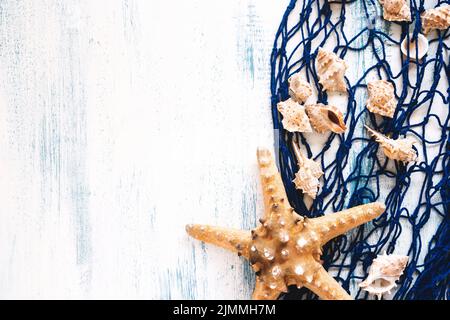 Zusammensetzung marine Elemente mit Copyspace Stockfoto