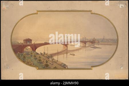 Orth August (1828-1901), Rheinbrücke, Bonn (1894): Perspektivansicht. Tusche-Aquarell auf der Schachtel, 81,2 x 130,3 cm (einschließlich Scankanten) Stockfoto