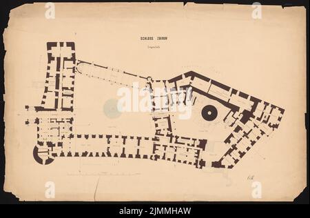 Orth August (1828-1901), Schloss Dr. Strousberg, Zbirow. Umrechnung (1869-1869): Grundriss EG. Tinte, Bleistift, Tinte farbig, Aquarell auf Karton, 88 x 133,7 cm (inklusive Scankanten) Stockfoto