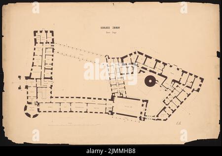 Orth August (1828-1901), Schloss Dr. Strousberg, Zbirow. Umrechnung (1869-1869): Grundriss OG. Tinte, farbig, Aquarell auf Karton, 88,2 x 133,4 cm (inklusive Scankanten) Stockfoto