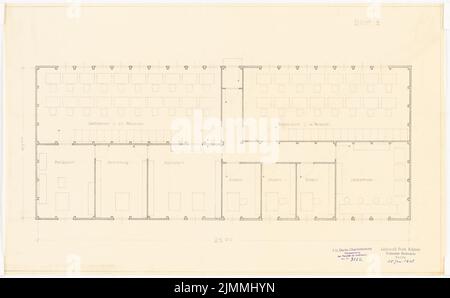 Rüster Emil (1883-1949), Technische Universität, Berlin. Notunterkünfte (15. Januar 1945): Grundriß. Bleistift auf Transparent, 37,3 x 60,4 cm (einschließlich Scankanten) Stockfoto