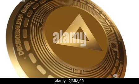 Golden Cryptocurrency of Basic Attention Token bat Sign isoliert auf weißem Hintergrund Stockfoto