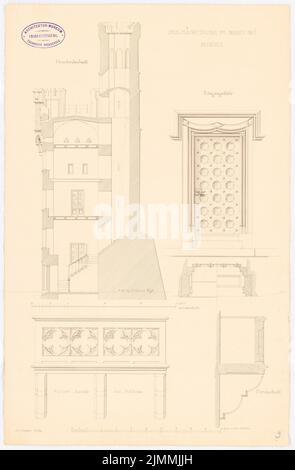 Cremer Albert Friedrich (1824-1891), Mäuseturm, Bingen (1857): Querschnitt, Details. Bleistift und Tinte auf Papier, 46,6 x 30,5 cm (einschließlich Scankanten) Stockfoto