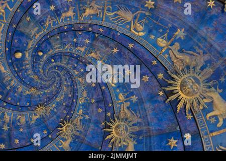 Astrologie und Alchemie Zeichen Hintergrund Illustration Stockfoto