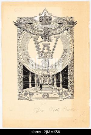 Schmalz Otto (1861-1915), Festschrift zum 100.-jährigen Bestehen der Technischen Universität Berlin-Charlottenburg. Dilment Designs (1899): Buchschmuck. Tinte, Bleistift auf Papier, 71,8 x 50,3 cm (einschließlich Scankanten) Stockfoto