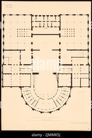 Schirrmacher Georg Theodor (1833-1864), Hofoper Wien (1861): Grundriss 2.. Tinte auf Karton, 98,4 x 68,4 cm (einschließlich Scankanten) Stockfoto