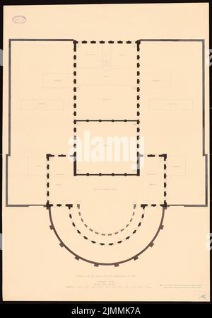 Schirrmacher Georg Theodor (1833-1864), Hofoper Wien (1861): Grundriß Dachgeschoss. Tinte auf Karton, 98,5 x 68,8 cm (einschließlich Scankanten) Stockfoto