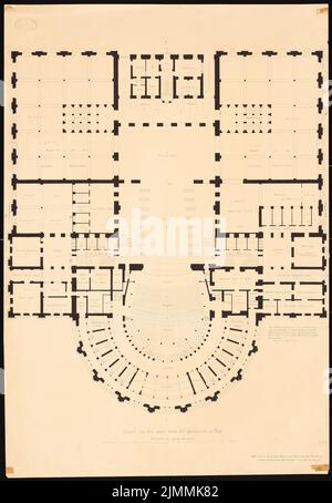 Schirrmacher Georg Theodor (1833-1864), Hofoper Wien (1861): Grundriss EG. Tinte auf Karton, 98,6 x 68,1 cm (einschließlich Scankanten) Stockfoto