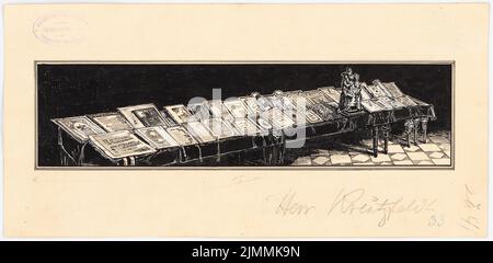 Schmalz Otto (1861-1915), Festschrift zum 100.-jährigen Bestehen der Technischen Universität Berlin-Charlottenburg. Dilment Designs (1899): Buchschmuck. Tinte, Bleistift auf Papier, 18,3 x 37,4 cm (einschließlich Scankanten) Stockfoto