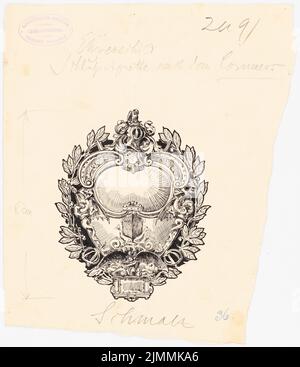 Schmalz Otto (1861-1915), Festschrift zum 100.-jährigen Bestehen der Technischen Universität Berlin-Charlottenburg. Dilment Designs (1899): Buchschmuck. Tinte, Bleistift auf Papier, 28,9 x 24,9 cm (einschließlich Scankanten) Stockfoto