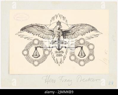 Schmalz Otto (1861-1915), Festschrift zum 100.-jährigen Bestehen der Technischen Universität Berlin-Charlottenburg. Dilment Designs (1899): Buchschmuck. Tinte, Bleistift auf Papier, 26 x 34,5 cm (einschließlich Scankanten) Stockfoto