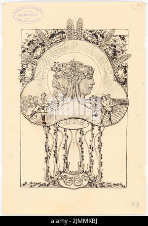 Schmalz Otto (1861-1915), Festschrift zum 100.-jährigen Bestehen der Technischen Universität Berlin-Charlottenburg. Dilment Designs (1899): Buchschmuck. Tinte, Bleistift auf Papier, 31,4 x 21,6 cm (einschließlich Scankanten) Stockfoto