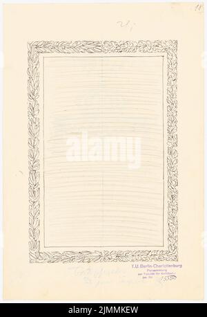 Schmalz Otto (1861-1915), Festschrift zum 100.-jährigen Bestehen der Technischen Universität Berlin-Charlottenburg. Dilment Designs (1899): Buchschmuck. Tinte, Bleistift auf Papier, 31,5 x 21,6 cm (einschließlich Scankanten) Stockfoto