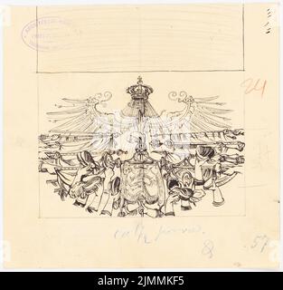 Schmalz Otto (1861-1915), Festschrift zum 100.-jährigen Bestehen der Technischen Universität Berlin-Charlottenburg. Dilment Designs (1899): Buchschmuck. Tinte, Bleistift auf Papier, 20,4 x 21,3 cm (einschließlich Scankanten) Stockfoto