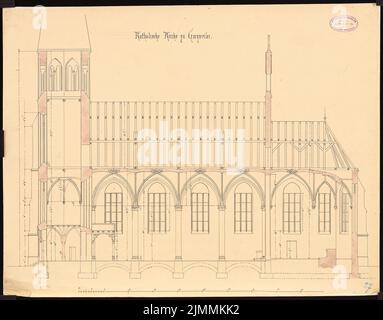 Schmidt Friedrich von (1825-1891), Katholische Kirche, Garzweiler (ohne Jahr): Längsschnitt. Tinte, Bleistift auf Karton, 48 x 61,3 cm (inklusive Scankanten) Stockfoto