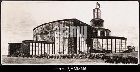 Poelzig Hans (1869-1936), Theater Charkov (1930): Perspektivischer Blick auf das gesamte System. Foto auf Papier, 10,9 x 23,5 cm (einschließlich Scankanten) Stockfoto