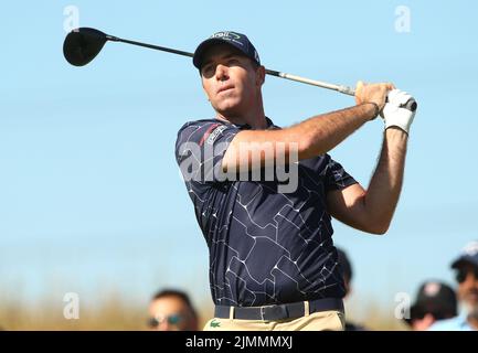 Der französische Julien Guerrier am vierten Tag der Cazoo Wales Open im Celtic Manor Resort in Newport, Wales. Bilddatum: Sonntag, 7. August 2022. Stockfoto