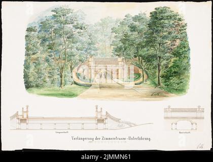 Orth August (1828-1901), Errichtung der Zimmerstraße durch den Garten des Kriegsministeriums, Berlin (1886): Unterführung betrachten und durchschneiden. Tinte, Bleistift, Wasserfarben auf Papier, 46,7 x 65,3 cm (einschließlich Scankanten) Stockfoto