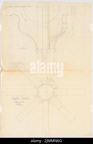 DIMM Ludwig (1849-1928), Kirche, Demnitz/Mark. Umbau: Details zum neuen Kanzelfuß 1: 1. Bleistift auf transparent, 176,9 x 120 cm (inklusive Scankante). Stockfoto