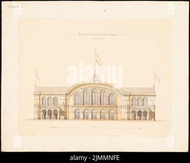 Orth & Knoblauch, Stettiner Bahnhof in Berlin (1873): Blick in die Halle. Tinte, Bleistift, Wasserfarben auf Papier, 45,1 x 56,1 cm (einschließlich Scankanten) Stockfoto