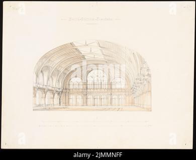 Orth & Knoblauch, Stettiner Bahnhof in Berlin (1873): Perspektivische Innenansicht der Halle. Bleistift-Aquarell auf der Schachtel, 35,9 x 46,7 cm (einschließlich Scankanten) Stockfoto