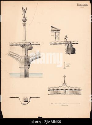 Orth August (1828-1901), Rheinbrücke, Bonn (1894): Steinbrücke: Details, 1:10, 1: 100. Tusche-Aquarell auf der Schachtel, 89,2 x 69,2 cm (einschließlich Scankanten) Stockfoto