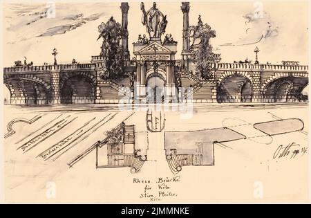 Orth August (1828-1901), Rheinbrücke, Köln (21.09.1899): Brückenkopf. Tinte auf Papier, 29,8 x 45,5 cm (einschließlich Scankanten) Stockfoto