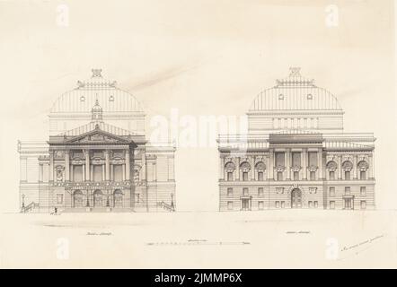 Neckelmann Skjold (1854-1903), Oper (ohne dat.): Riss Vorderansicht, Rückansicht 1: 100. Tusche-Aquarell auf der Schachtel, 59,3 x 87,4 cm (einschließlich Scankanten) Stockfoto