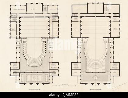 Neckelmann Skjold (1854-1903), Oper (ohne dat.): Grundriß 2. und 3. Platz 1: 100. Tusche-Aquarell auf der Schachtel, 63,1 x 88,2 cm (einschließlich Scankanten) Stockfoto