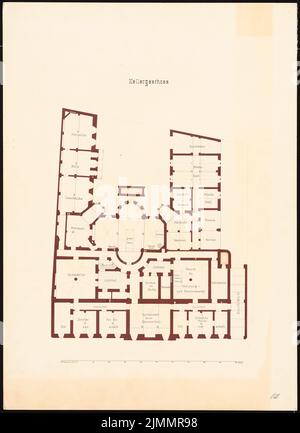 Orth August (1828-1901), Wohnhaus Wilhelmstraße (Villa Strousberg), Berlin (1867): Grundriss KG. Tusche-Aquarell auf der Schachtel, 71,8 x 52,1 cm (einschließlich Scankanten) Stockfoto