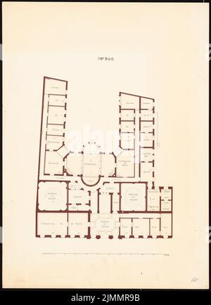 Orth August (1828-1901), Wilhelmstraße 70 (Villa Strousberg), Berlin (1867): Grundriß 1.. Tusche-Aquarell auf der Schachtel, 72 x 52,2 cm (einschließlich Scankanten) Stockfoto